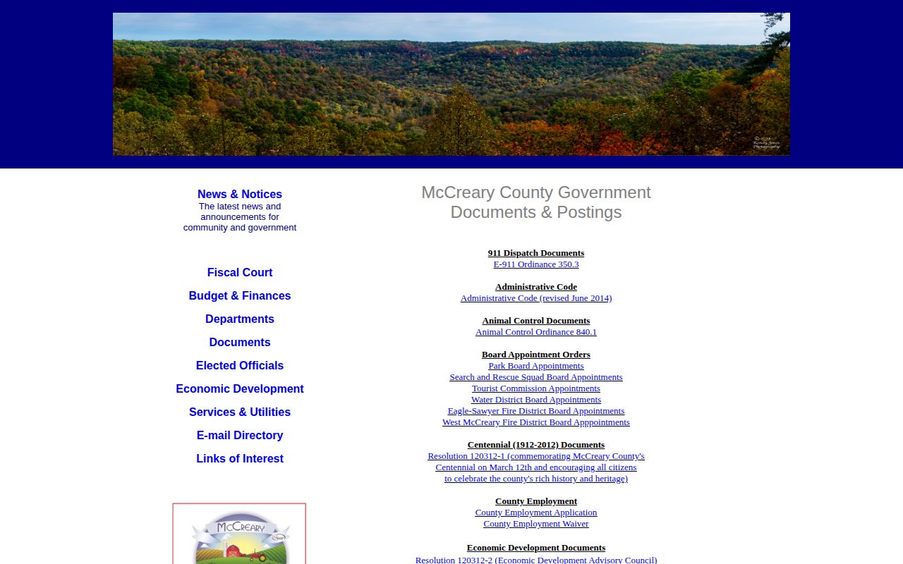 McCreary County legacy documents page listing jail closure and inmate transport records